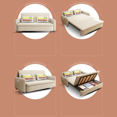 Elegant Solid Wood Sofabed in Khaki, Violet Green, and Light Blue with Cotton - Linen Upholstery fsx - 999MUTUKISPACE