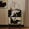 Elegant Ash Wood Multi - layer Cabinet with Artistic Crane Design ful - 4443MUTUKISPACE