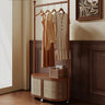 Cherry Wood Coat Hanger with Rattan Weaving – Stylish Space - Saving Garment Rack ful - 4448MUTUKISPACE