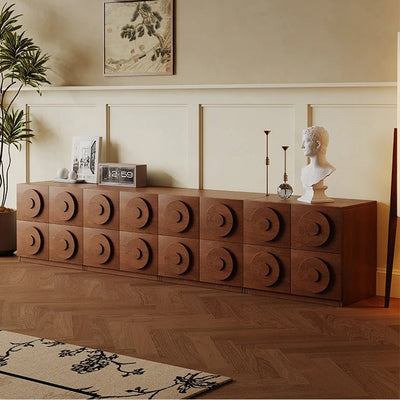 Stylish Ash Wood TV Cabinet with Eye-Catching Geometric Design