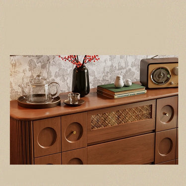 Timeless Solid Wood Cabinet with Elegant Circular Details for Exquisite Living Spaces ful - 4457MUTUKISPACE