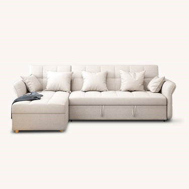 Elegant White Pine Wood Sofabed with Premium Cotton - Linen Upholstery fwlp - 934MUTUKISPACE
