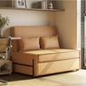 Luxurious Dark Yellow Leathaire Sofabed with Beige Wool Cushions and Pine Wood Frame fwlp - 935MUTUKISPACE