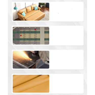 Stylish Yellow Faux Leather Sofabed with Solid Wood Frame - Modern & Durable fwlp - 945MUTUKISPACE