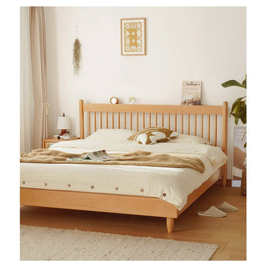 Elegant Beech Wood Bed Frame With Sturdy Metal Support fxgmz - 583MUTUKISPACE