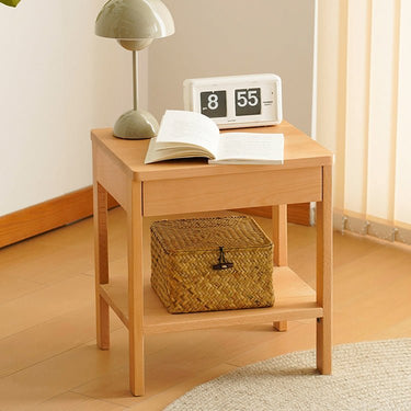 Sleek Beech Wood Bedside Cupboard - Durable Multi - Layer Board in Natural Finish fxgmz - 590MUTUKISPACE
