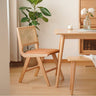 Mid - Century Modern Beech Wood & Rattan Dining Chair with Brown PU Leather Seat fxgmz - 592MUTUKISPACE