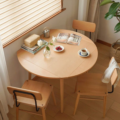 Drop Leaf Beech Wood and Metal Dining Table - Stylish and Durable fxgmz - 602MUTUKISPACE