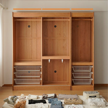 Elegant Natural Cherry and Beech Wood closet wardrobe – Exquisite Wooden Home Furniture fxgmz - 621MUTUKISPACE