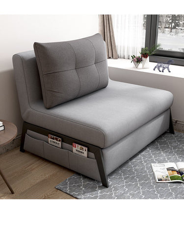 Stylish Multi - Color Techno Fabric Sofa Bed with Wood Accents – Light Gray, Yellow, Pink, and Light Green fxgz - 271MUTUKISPACE