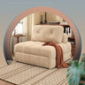 Modern Convertible Sofa Bed in Off - White with Wooden Frame and Cotton - Ramie Upholstery - Available in Black, Gray, and Yellow fxgz - 276MUTUKISPACE