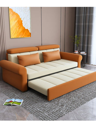 Stylish Multi - Color Techno Fabric Sofa Bed - Orange, Brown, Blue, Green, Black & Gray with Wood Accents fxgz - 291MUTUKISPACE