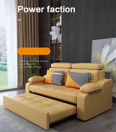 Stylish Multi - Color Sofa Bed: Yellow, Orange, Dark Gray & Off White with Brown Wood Techno Fabric fxgz - 292MUTUKISPACE