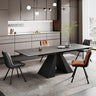 Stylish Grey Matte Finish Table with Elegant Black & White Marble Top fxj - 681MUTUKISPACE