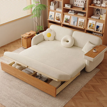 Stylish Sofabed with Natural Beige and Brown Tones Featuring Oak Wood Frame & Coir Padding fxl - 965MUTUKISPACE