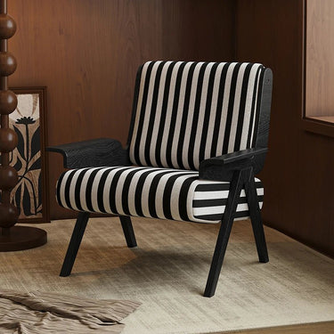 Striped Accent Chair with Ash Wood – Stylish Modern Seating Option fxmj - 3046MUTUKISPACE