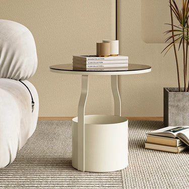 Tempered Glass Side Table – Orange Base with Storage for Modern Interiors fxmj - 3056MUTUKISPACE