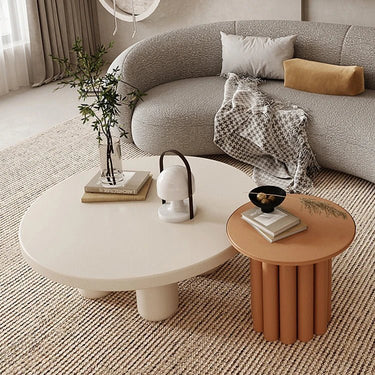 Round Coffee Table with Column Base – Chic Centerpiece for Modern Living Room fxmj - 3058MUTUKISPACE