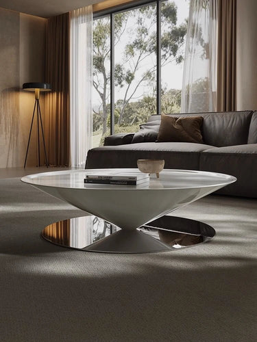 Steel Coffee Table with GFRP Accent – Stylish Living Room Centerpiece fyeyj - 5213MUTUKISPACE