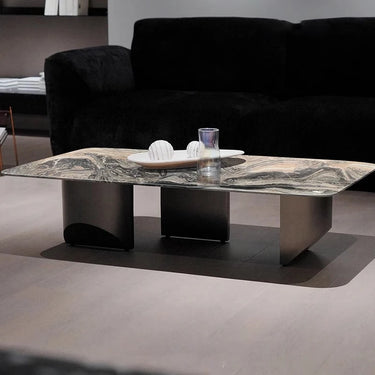 Marble Top Coffee Table with Stainless Base – Sleek Modern Living Room Piece fyeyj - 5216MUTUKISPACE