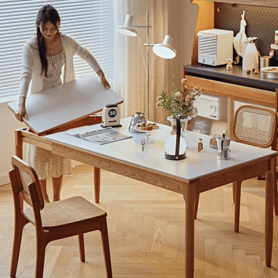 Discover Elegance: Table with Black Sintered Stone and Natural Wood Finishes fyg - 653MUTUKISPACE