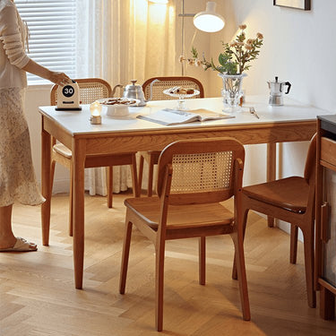 Discover Elegance: Table with Black Sintered Stone and Natural Wood Finishes fyg - 653MUTUKISPACE