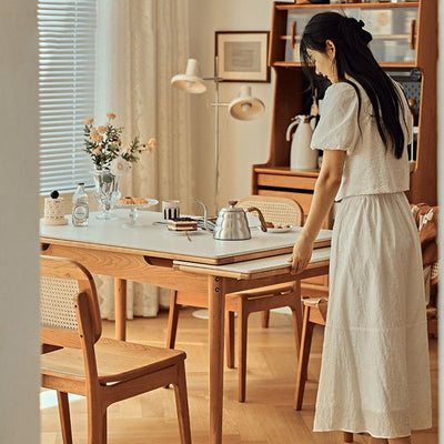 Elegant Cherry Wood and Oak Tables with Durable Sintered Stone Surfaces - Perfect for Any Home Decor fyg - 655MUTUKISPACE