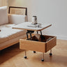 Elegant White Coffee Table with Natural Wood & Sintered Stone Top – Cherry Wood & Stainless Steel Frame fyg - 665MUTUKISPACE