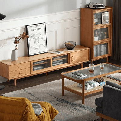 Multi-Wood TV Cabinet with Glass Doors