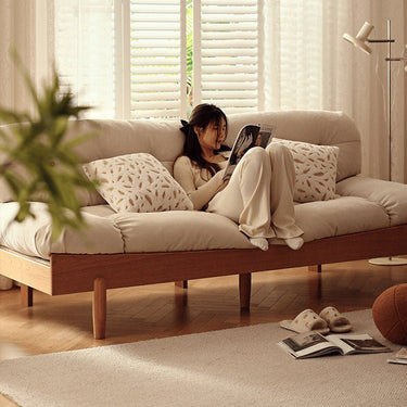 Elegant Off - White Sofa with Natural Wood Accents & Durable Scratch - Resistant Fabric fyg - 673MUTUKISPACE