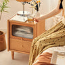 Elegant Bedside Cupboard with Glass Door - Cherry & Tung Wood Finish fyg - 674MUTUKISPACE
