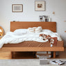 Elegant Natural Wood Bed with Cherry and Beech Wood Accents & Durable Metal Frame fyg - 678MUTUKISPACE
