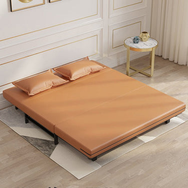 Stylish Leathaire Sofabed in Blue, Beige, and Light Orange – Modern Comfort for Your Living Room fyj - 1252MUTUKISPACE