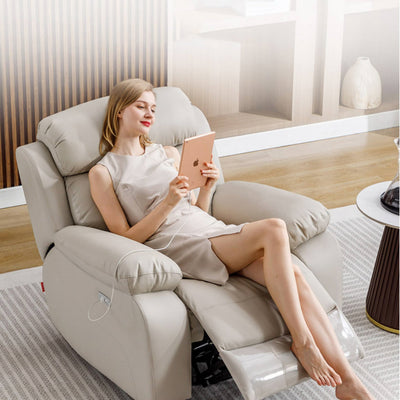 Off-White and Light Brown Sofa with Metal Frame and PU Leather Upholstery