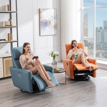 Stylish Techno Fabric Sofa - Vibrant Orange, Blue & Gray with Durable Metal Frame fykl - 441MUTUKISPACE
