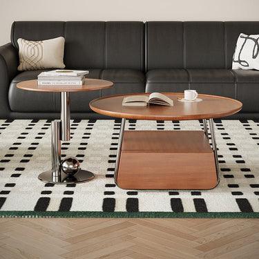 Stunning Stainless Steel & Solid Wood Coffee Table – Modern Elegance for Your Living Room fym - 2578MUTUKISPACE