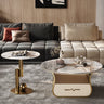 Modern Coffee Table - Sintered Stone, Stainless Steel & Solid Wood Elegance fym - 2579MUTUKISPACE