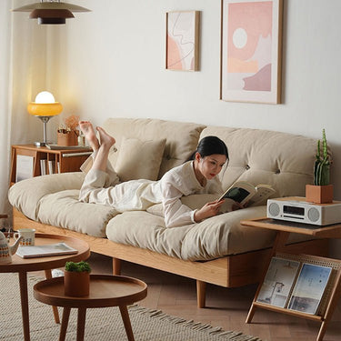 Luxurious Brown Sofa with Natural Cherry Wood Frame & Premium Comfort Materials fyx - 826MUTUKISPACE