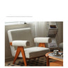 Stylish Off White Chair with Natural Cherry Wood - Down & Polyester Upholstery fyx - 828MUTUKISPACE