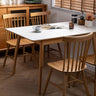 Elegant White Marble & Oak Wood Dining Table with Metal Accents | Cherry Wood Option Available fyx - 838MUTUKISPACE