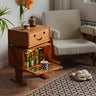 Elegant Natural Cherry Wood & Plywood Cabinet with Glass Doors and Copper Accents fyx - 849MUTUKISPACE