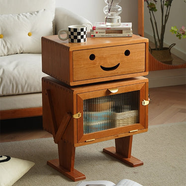 Elegant Natural Cherry Wood & Plywood Cabinet with Glass Doors and Copper Accents fyx - 849MUTUKISPACE