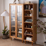 Elegant Cherry Wood Cabinet with Tempered Glass and Copper Accents fyx - 861MUTUKISPACE