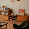 Elegant Cherry Wood & Plywood Cabinet with Glass Doors – Natural Finish fyx - 863MUTUKISPACE
