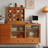 Elegant Cherry Wood & Glass Cabinet with Stainless Steel Accents - Durable Plywood Construction fyx - 864MUTUKISPACE