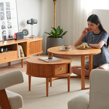 Stunning Natural Wood Coffee Table | Cherry & Oak Wood with Copper Accents fyx - 870MUTUKISPACE