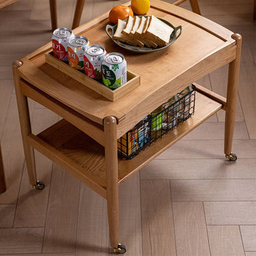 Elegant Cherry Wood Cart with Copper Accents - Natural Finish fyx - 871MUTUKISPACE