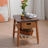 Stylish Tea Table in Cherry Wood & Walnut with Elegant Rattan Design fyx - 874MUTUKISPACE