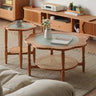 Elegant Cherry Wood & Glass Coffee Table with Rattan Accents - Perfect for Any Room fyx - 876MUTUKISPACE