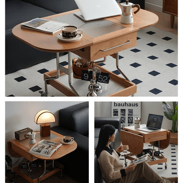 Elegant Cherry Wood Coffee Table with Glass and Stainless Steel Accents fyx - 882MUTUKISPACE